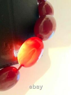 Vintage Cherry Amber Bakelite Bead Necklace 73g Tested