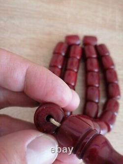 Vintage Cherry Amber Bakelite Bead Rosary Weight 150 grams