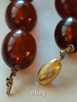Vintage Cherry Amber Bakelite Faturan Beads Necklace 152.9g