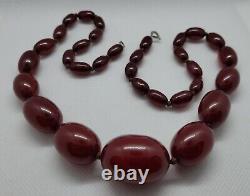 Vintage Cherry Amber Bakelite Faturan Faceted Graduated Necklace 22 50g Prayer