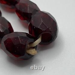 Vintage Cherry Amber Bakelite Graduated Faceted Beads Necklace 25 44g Tested
