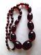 Vintage Cherry Amber Bakelite Prystal Big Bead Necklace Tested 85g 9ct Clasp
