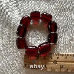 Vintage Cherry Amber Barrel Bead Faturan Prayer Bracelet 32Grams 18mm 8