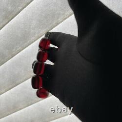 Vintage Cherry Amber Barrel Bead Faturan Prayer Bracelet 32Grams 18mm 8