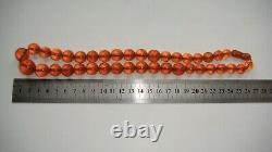 Vintage Cherry Cognac Ball Natural Baltic Amber Beads Necklace 51 gr