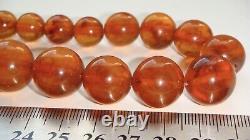 Vintage Cherry Cognac Ball Natural Baltic Amber Beads Necklace 76 gr
