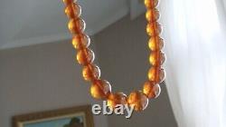 Vintage Cherry Cognac Ball Natural Baltic Amber Beads Necklace 76 gr