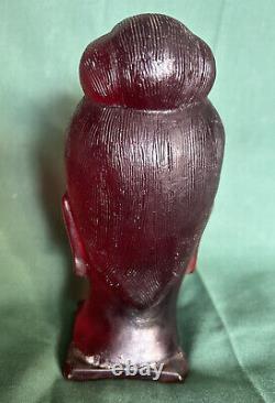 Vintage Cherry Red Amber Carved Kwan-yin Guan Yin Goddess Head Bust. Tall 7.5