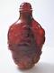 Vintage Chinese Carved Cherry Amber Buddha And Boys Snuff Bottle