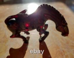 Vintage Chinese Carved Red Cherry Amber Acrylic Horse Statue Animal Figurine