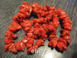 Vintage Chunky Large Genuine Red Coral Graduated Bead 19 by 1/2 Necklace