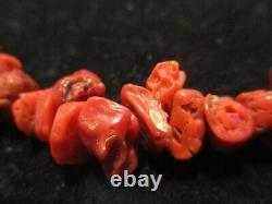 Vintage Chunky Large Genuine Red Coral Graduated Bead 19 by 1/2 Necklace