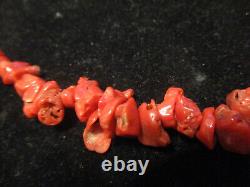 Vintage Chunky Large Genuine Red Coral Graduated Bead 19 by 1/2 Necklace