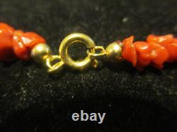 Vintage Chunky Large Genuine Red Coral Graduated Bead 19 by 1/2 Necklace