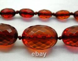 Vintage Chunky Necklace Of Fossilized Cherry Amber Beads 9 Carat Clasp 14920