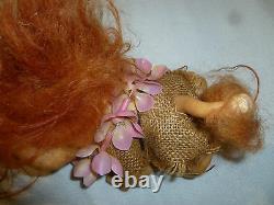 Vintage Dam Things Tailed Troll 1965 W Orig Outfit Red Mohair Amber Eyes Rare 7