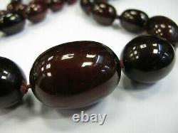 Vintage Dark Red Cherry Amber Beads Necklace And Earrings Set. Beautiful Colour