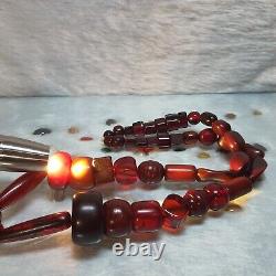 Vintage Different Bakelite String Beads Tasbih / Jaap Amber Faturan Marbled 201g