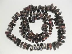 Vintage Estate Black Baltic Sea Amber Dark Cherry Colors Necklace 102 pcs x 32