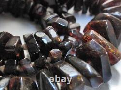 Vintage Estate Black Baltic Sea Amber Dark Cherry Colors Necklace 102 pcs x 32