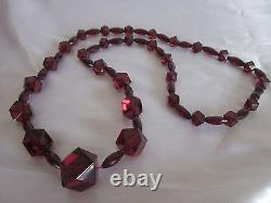 Vintage Faceted Amber Cherry Bakelite Necklace 33'