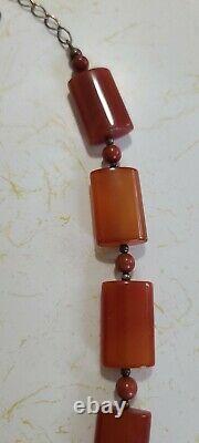 Vintage Faceted Cherry Amber Beaded Necklace RARE