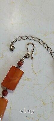 Vintage Faceted Cherry Amber Beaded Necklace RARE