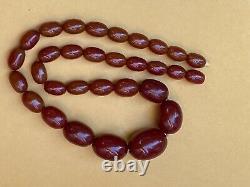 Vintage Faturan Art Deco Cherry Amber 28 Grams Barrel Beads Antique Necklace