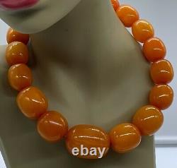 Vintage Honey Amber Bakelite 195 Gram Large Bead Necklace