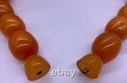 Vintage Honey Amber Bakelite 195 Gram Large Bead Necklace