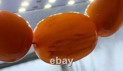 Vintage Honey Amber Bakelite 195 Gram Large Bead Necklace