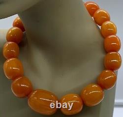 Vintage Honey Amber Bakelite 195 Gram Large Bead Necklace