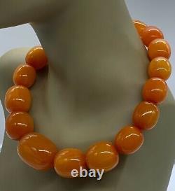 Vintage Honey Amber Bakelite 195 Gram Large Bead Necklace