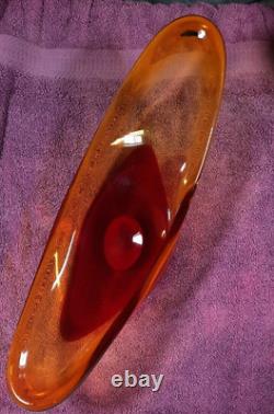 Vintage Murano Sommerso Glass Geode Tray Red Amber Tones 3 Glass Balls Include