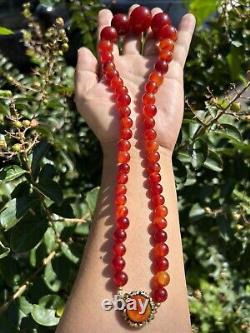 Vintage/Old Cherry Color Graduated Baltic Amber Bakelite Handmade Necklace75gram