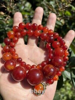 Vintage/Old Cherry Color Graduated Baltic Amber Bakelite Handmade Necklace75gram