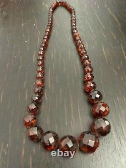 Vintage Rare Baltic Cherry Red Deco Amber Necklace