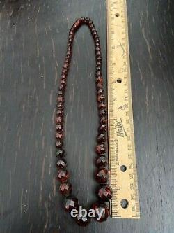 Vintage Rare Baltic Cherry Red Deco Amber Necklace