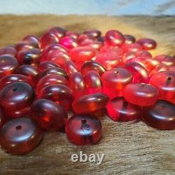 Vintage Transparent Bakelite Loose 77 Beads Tasbih Amber Faturan Marbled 241g