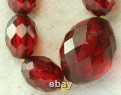 Vtg Antique 22.25 Inch Cherry Amber Bakelite Beads Necklace 23 Grams