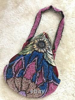 Vtg/Antique Art Deco Carved Cherry Amber Bakelite Frame Micro Bead Handbag/Purse