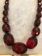 Vtg Cherry Amber Faceted Graduated Knotted Necklace 30 Long