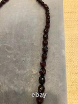 Vtg Cherry Amber Faceted Graduated Knotted Necklace 30 Long