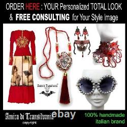 Winged Lion Woman Jewelry Talisman Amulet Pendant Necklace Pearl Royal Crown Bib