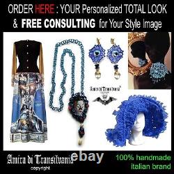 Winged Lion Woman Jewelry Talisman Amulet Pendant Necklace Pearl Royal Crown Bib