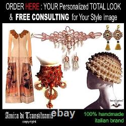 Winged Lion Woman Jewelry Talisman Amulet Pendant Necklace Pearl Royal Crown Bib