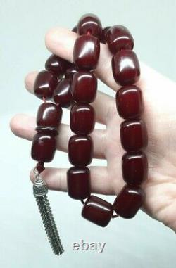 103 Grams Antique Faturan Cerise Ambre Rosaire Perles De Prière Marbrées