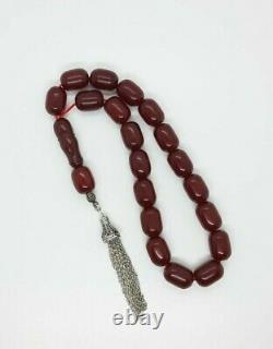 105 Grams Antique Faturan Cerise Ambre Rosaire Perles De Prière Marbrées