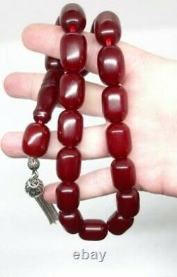 105 Grams Antique Faturan Cerise Ambre Rosaire Perles De Prière Marbrées