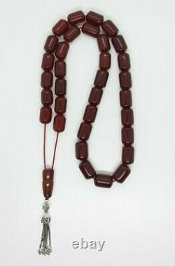 106.5 Grammes Antique Faturan Cherry Amber Rosary Prayer Perles Marbrées
